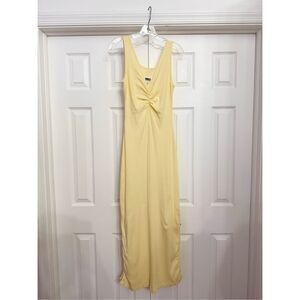 MM6 Maison Margiela Yellow Sheath Sleeveless Ribbed Ruched Tank Dress Small
